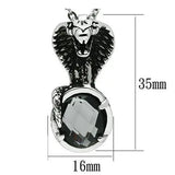 TK552 - High polished (no plating) Stainless Steel Necklace with Synthetic Acrylic in Jet - Alamode - Flyclothing LLC