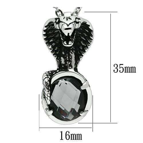 TK552 - High polished (no plating) Stainless Steel Necklace with Synthetic Acrylic in Jet - Alamode - Flyclothing LLC