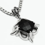 TK560 - High polished (no plating) Stainless Steel Chain Pendant with Synthetic Onyx in Jet - Alamode