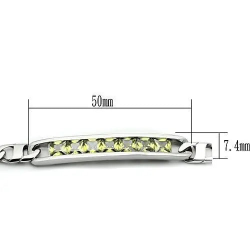 TK570 - High polished (no plating) Stainless Steel Bracelet with AAA Grade CZ in Olivine color - Alamode - Flyclothing LLC