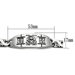 TK574 - High polished (no plating) Stainless Steel Bracelet with AAA Grade CZ  in Clear