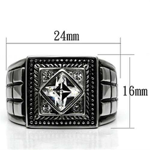 TK589 - High polished (no plating) Stainless Steel Ring with Top Grade Crystal in Clear - Alamode - Flyclothing LLC