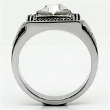 TK589 - High polished (no plating) Stainless Steel Ring with Top Grade Crystal in Clear - Alamode - Flyclothing LLC
