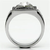 TK589 - High polished (no plating) Stainless Steel Ring with Top Grade Crystal  in Clear - Alamode