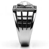 TK589 - High polished (no plating) Stainless Steel Ring with Top Grade Crystal in Clear - Alamode - Flyclothing LLC