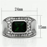 TK590 - High polished (no plating) Stainless Steel Ring with Synthetic Synthetic Glass in Emerald - Alamode - Flyclothing LLC