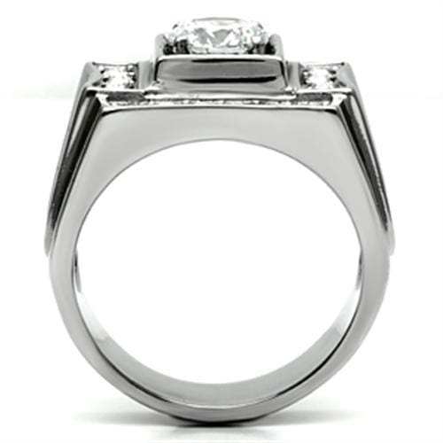 TK593 - High polished (no plating) Stainless Steel Ring with AAA Grade CZ in Clear - Alamode - Flyclothing LLC