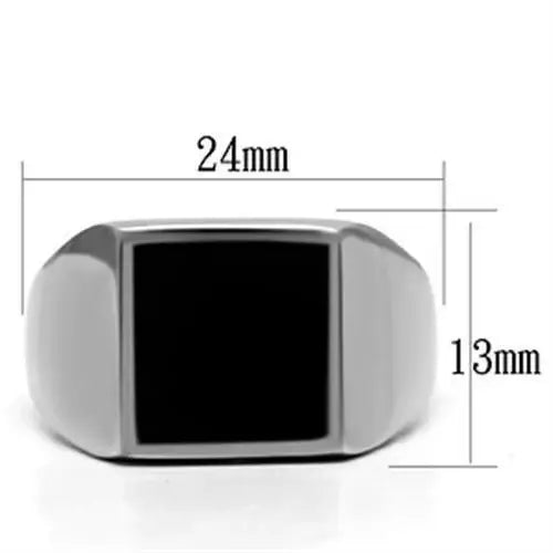 TK594 - High polished (no plating) Stainless Steel Ring with Epoxy in Jet - Alamode - Flyclothing LLC