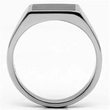 TK594 - High polished (no plating) Stainless Steel Ring with Epoxy in Jet - Alamode - Flyclothing LLC