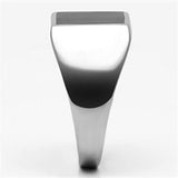 TK594 - High polished (no plating) Stainless Steel Ring with Epoxy  in Jet - Alamode