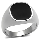 TK595 - High polished (no plating) Stainless Steel Ring with Epoxy  in Jet - Alamode