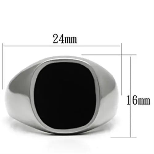 TK595 - High polished (no plating) Stainless Steel Ring with Epoxy in Jet - Alamode - Flyclothing LLC