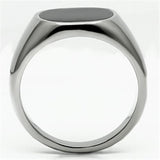 TK595 - High polished (no plating) Stainless Steel Ring with Epoxy  in Jet - Alamode