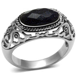 TK599 - High polished (no plating) Stainless Steel Ring with Blue Sand  in Montana - Alamode