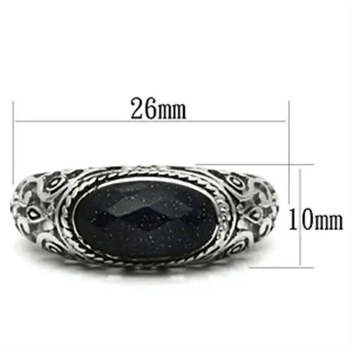 TK599 - High polished (no plating) Stainless Steel Ring with Blue Sand in Montana - Alamode - Flyclothing LLC
