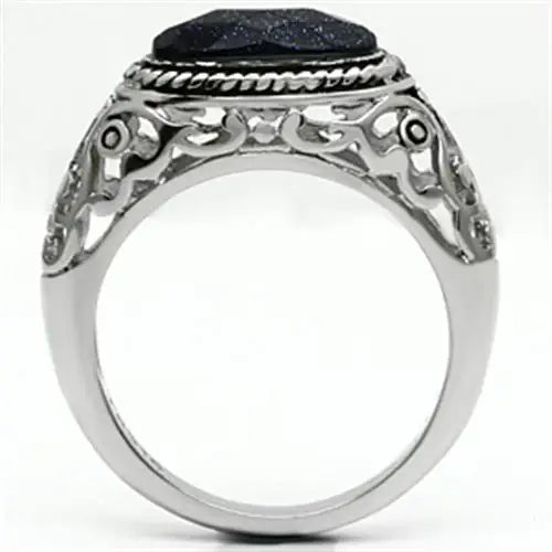 TK599 - High polished (no plating) Stainless Steel Ring with Blue Sand in Montana - Alamode - Flyclothing LLC
