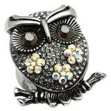 TK603 - High polished (no plating) Stainless Steel Ring with Top Grade Crystal in Smoked Quartz - Alamode - Flyclothing LLC