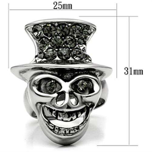 TK605 - High polished (no plating) Stainless Steel Ring with Top Grade Crystal in Black Diamond - Alamode - Flyclothing LLC