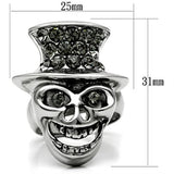 TK605 - High polished (no plating) Stainless Steel Ring with Top Grade Crystal  in Black Diamond - Alamode