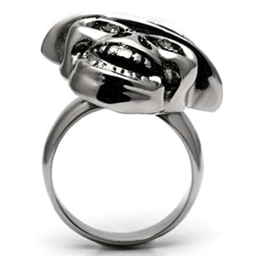 TK605 - High polished (no plating) Stainless Steel Ring with Top Grade Crystal in Black Diamond - Alamode - Flyclothing LLC