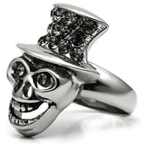 TK605 - High polished (no plating) Stainless Steel Ring with Top Grade Crystal  in Black Diamond - Alamode