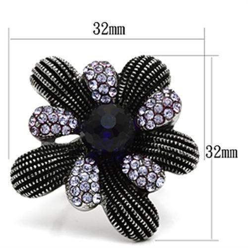 TK607 - High polished (no plating) Stainless Steel Ring with Synthetic Synthetic Glass in Amethyst - Alamode - Flyclothing LLC