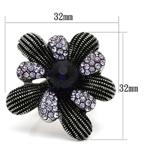 TK607 - High polished (no plating) Stainless Steel Ring with Synthetic Synthetic Glass in Amethyst - Alamode - Flyclothing LLC