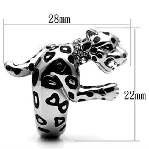 TK609 - High polished (no plating) Stainless Steel Ring with Top Grade Crystal in Clear - Alamode - Flyclothing LLC