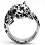 TK609 - High polished (no plating) Stainless Steel Ring with Top Grade Crystal  in Clear - Alamode
