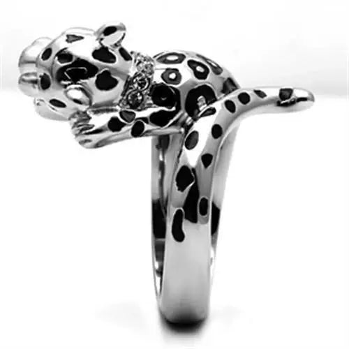 TK609 - High polished (no plating) Stainless Steel Ring with Top Grade Crystal in Clear - Alamode - Flyclothing LLC