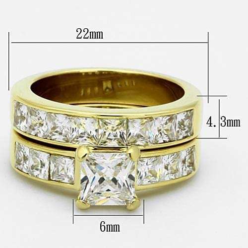 TK61206G - IP Gold(Ion Plating) Stainless Steel Ring with AAA Grade CZ in Clear - Alamode - Flyclothing LLC