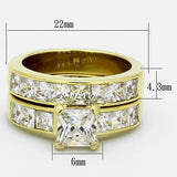 TK61206G - IP Gold(Ion Plating) Stainless Steel Ring with AAA Grade CZ  in Clear - Alamode