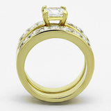 TK61206G - IP Gold(Ion Plating) Stainless Steel Ring with AAA Grade CZ in Clear - Alamode - Flyclothing LLC