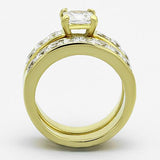 TK61206G - IP Gold(Ion Plating) Stainless Steel Ring with AAA Grade CZ  in Clear - Alamode