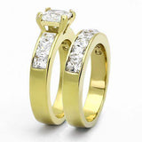 TK61206G - IP Gold(Ion Plating) Stainless Steel Ring with AAA Grade CZ in Clear - Alamode - Flyclothing LLC