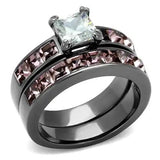 TK61206LJ - IP Light Black  (IP Gun) Stainless Steel Ring with AAA Grade CZ  in Clear - Alamode