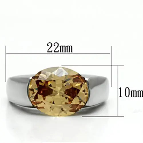 TK622 - High polished (no plating) Stainless Steel Ring with AAA Grade CZ in Champagne - Alamode - Flyclothing LLC