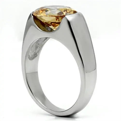TK622 - High polished (no plating) Stainless Steel Ring with AAA Grade CZ in Champagne - Alamode - Flyclothing LLC