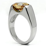 TK622 - High polished (no plating) Stainless Steel Ring with AAA Grade CZ  in Champagne - Alamode