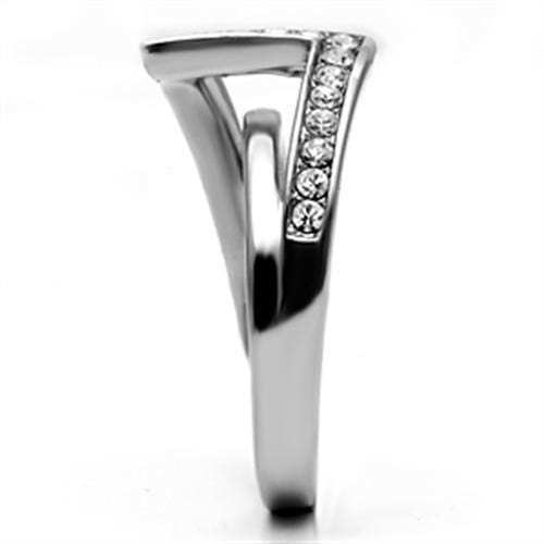 TK624 - High polished (no plating) Stainless Steel Ring with Top Grade Crystal in Clear - Alamode - Flyclothing LLC