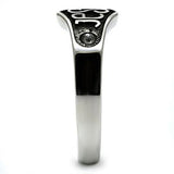 TK631 - High polished (no plating) Stainless Steel Ring with Top Grade Crystal  in Clear - Alamode