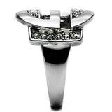 TK634 - High polished (no plating) Stainless Steel Ring with Top Grade Crystal  in Clear