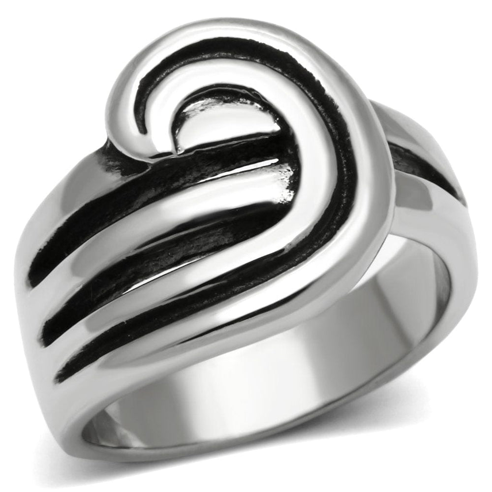 TK635 - High polished (no plating) Stainless Steel Ring with No Stone - Alamode