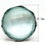 TK637 - High polished (no plating) Stainless Steel Ring with Synthetic Synthetic Glass in Sea Blue - Alamode - Flyclothing LLC