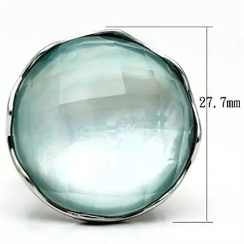 TK637 - High polished (no plating) Stainless Steel Ring with Synthetic Synthetic Glass in Sea Blue - Alamode - Flyclothing LLC