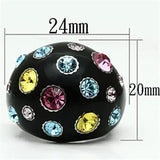 TK640 - High polished (no plating) Stainless Steel Ring with Top Grade Crystal in Multi Color - Alamode - Flyclothing LLC