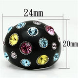 TK640 - High polished (no plating) Stainless Steel Ring with Top Grade Crystal  in Multi Color