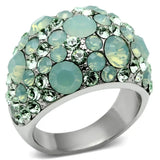 TK641 - High polished (no plating) Stainless Steel Ring with Top Grade Crystal in Multi Color - Alamode - Flyclothing LLC
