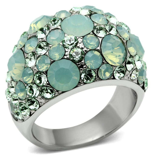 TK641 - High polished (no plating) Stainless Steel Ring with Top Grade Crystal in Multi Color - Alamode - Flyclothing LLC