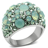 TK641 - High polished (no plating) Stainless Steel Ring with Top Grade Crystal  in Multi Color - Alamode